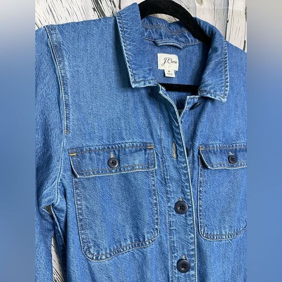 J. Crew Blue Jean Cinched Waist Denim Jumpsuit Size 6 - Picture 6 of 13